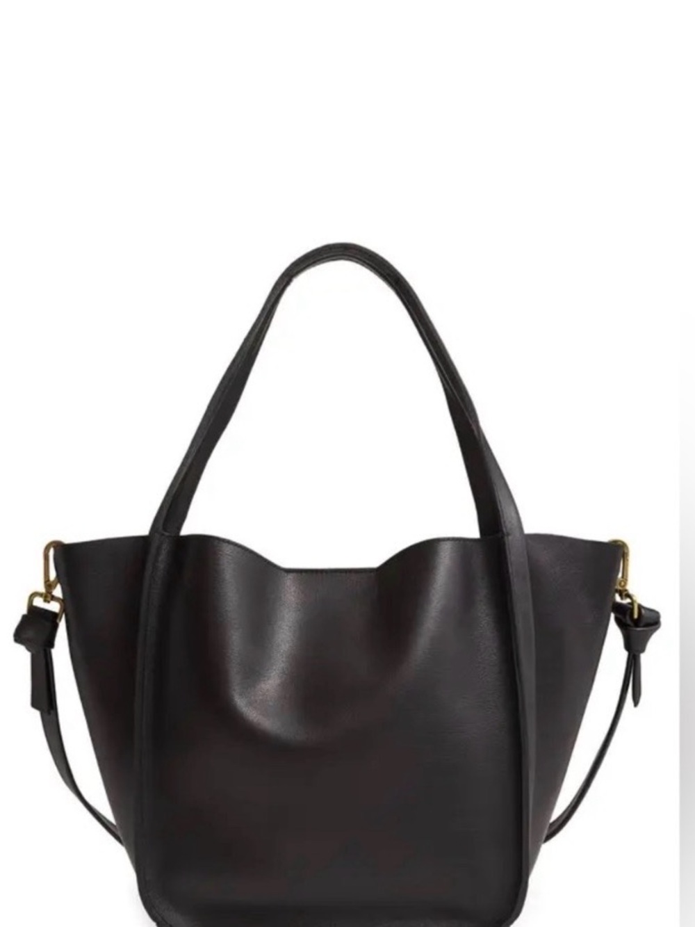 Madewell Sydney- Black Leather Tote Bag - Stylish Everyday Handbag
